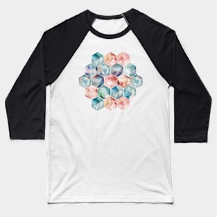 Earth and Sky Hexagon Watercolor Baseball T-Shirt